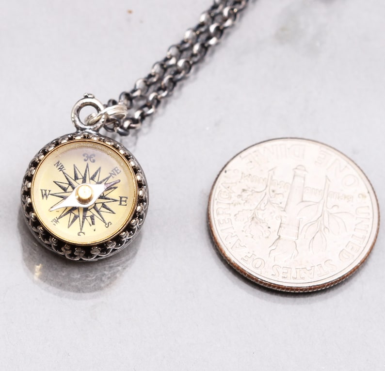 Sterling Silver Compass Necklace for Women Working Follow Etsy