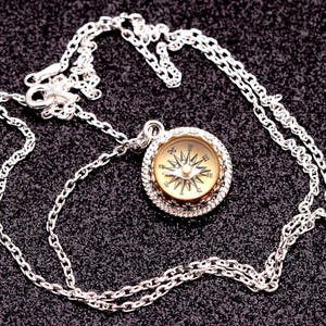 Collana con pendente a bussola in argento sterling funzionante, regali per l'escursionismo per le donne, vero nord, gioielli da viaggio, rosa dei venti, gioielli fatti a mano immagine 5