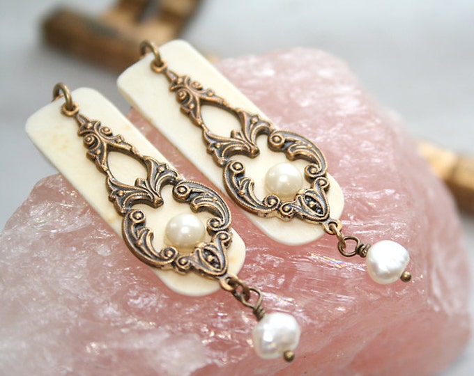 Upcycled Ivory Piano Key Jewelry Ivory Earrings Victorian Etsy