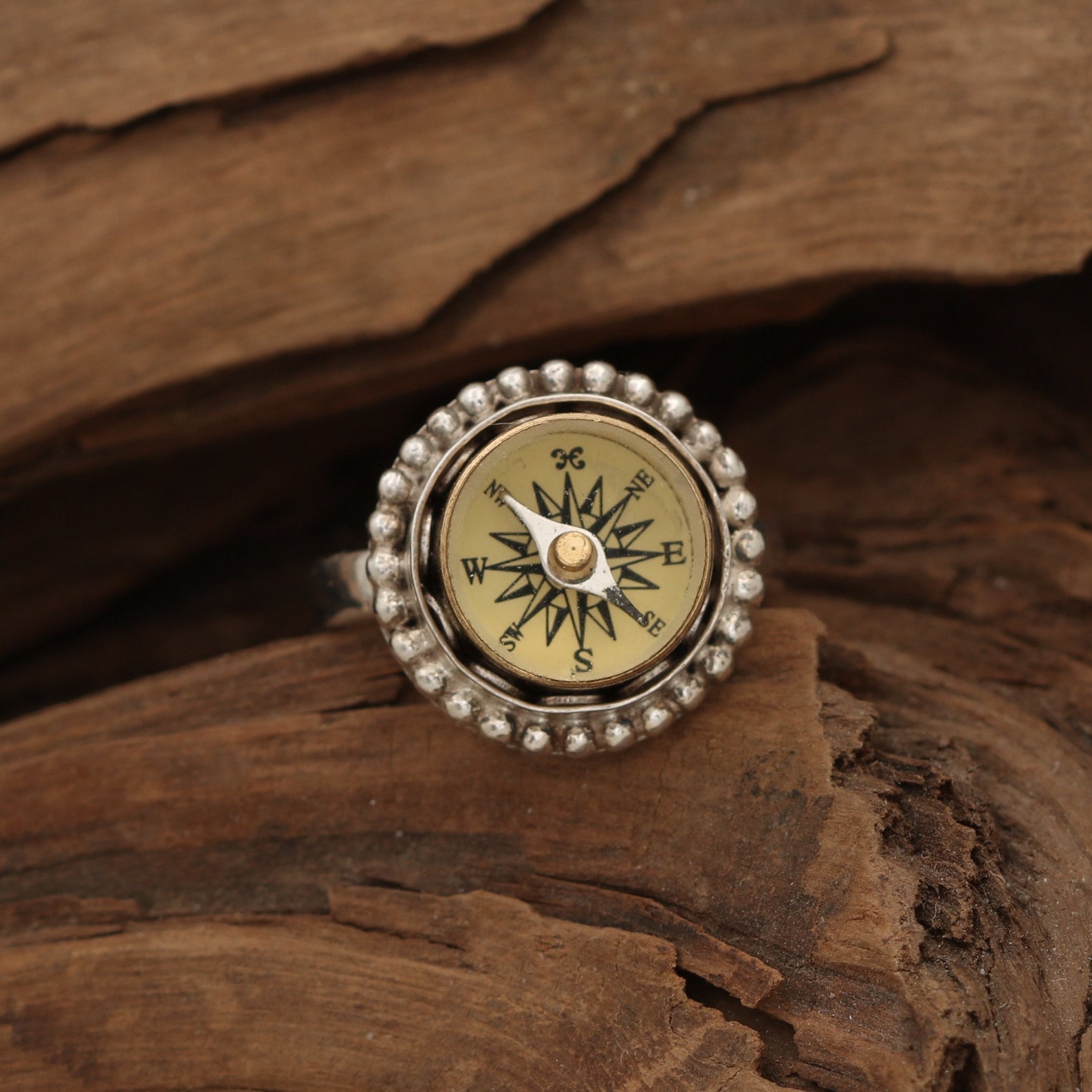 Working Compass Ring Sterling Silver, Compass Jewelry for Women ...