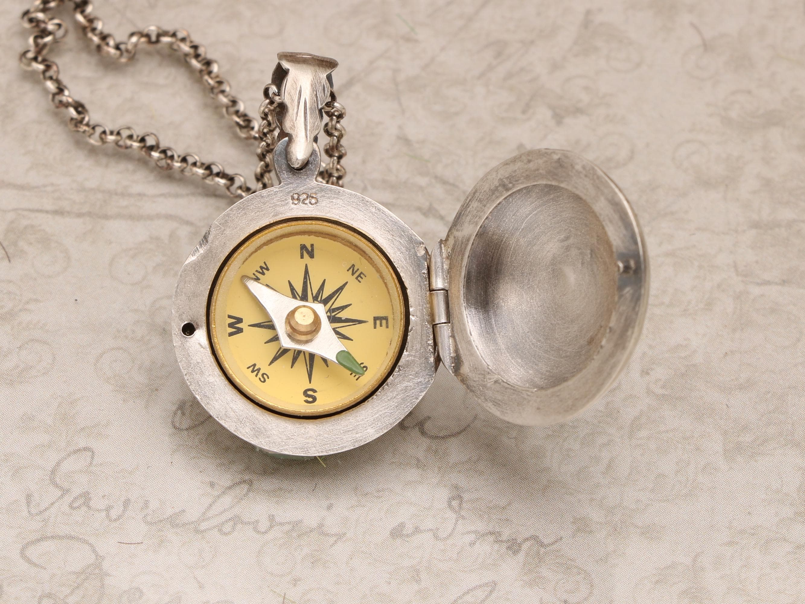 Sterling Silver Sailboat Necklace, Working Compass Locket, Nautical ...
