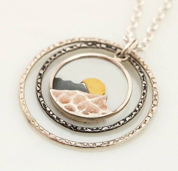 Mountain Necklace Nature Lover Gift for Men Sunset Necklace