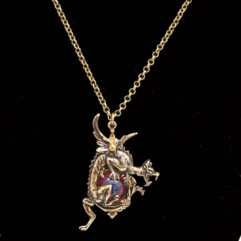 Dragon Necklace For Men Dragons Breath Opal Pendant Necklace Etsy