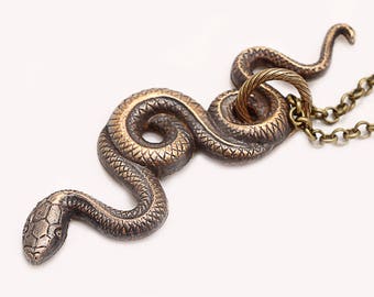 Snake Necklace, Vintage Serpent Necklace, Reptile Jewelry, Snake Lover, Herpetologist Gift, Reptile Lover Gift For Men