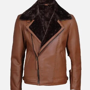 Handmade Shearling Aviator Jacket: Real Sheepskin Leather Bomber Coat