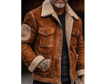【90's HILL&ARCHER suede jacket 40 size】 Hill Archer Jacket Mens 44 Brown Suede Leather Bomber