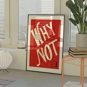 Digital Typography Poster, Red Wall Art, Vintage Print, Wall Decor, Cool Art, Dopamine Decor, Eclectic Wall Art, Maximalist Poster