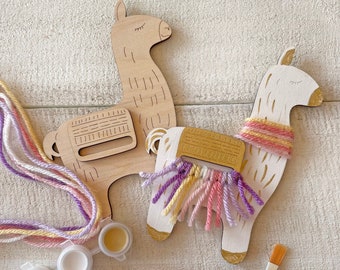 Rainbow Llama Kid Craft - Paint and Yarn Included - Pastel or Bright Colors