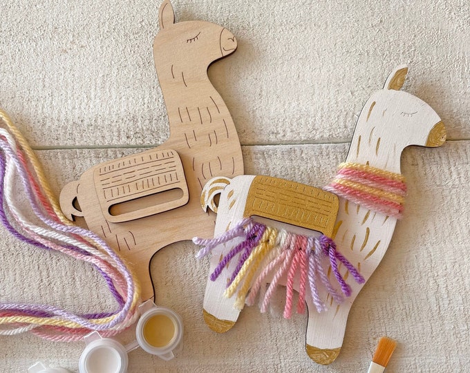 Rainbow Llama Kid Craft Kit: Paint & Yarn Included - Alpaca Party Favors