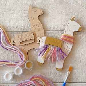 Rainbow Llama Kid Craft - Paint and Yarn Included - Pastel or Bright Colors