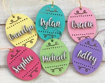 Easter Basket Name Tags - Personalized - Hand painted - Made in America