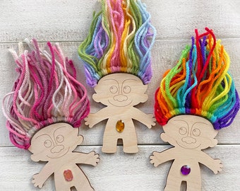 Rainbow Trolls Kid Craft - Yarn & Instructions Included - Pastel or Bright Colors