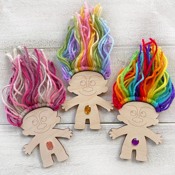 Rainbow Trolls Kid Craft - Yarn & Instructions Included - Pastel or Bright Colors