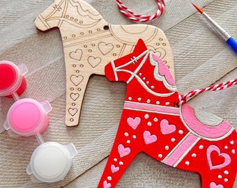 Swedish Dala Horse Ornament Craft Kit - Valentine's Day Edition
