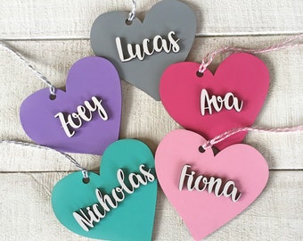 Large Valentine Tags - Personalized Wood Heart tags or decor - For Baskets, Wreaths, Tiered Trays