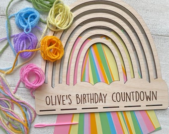 Birthday Countdown - Bright Rainbow Paper Chain Yarn Craft Kit for Kids & Adults