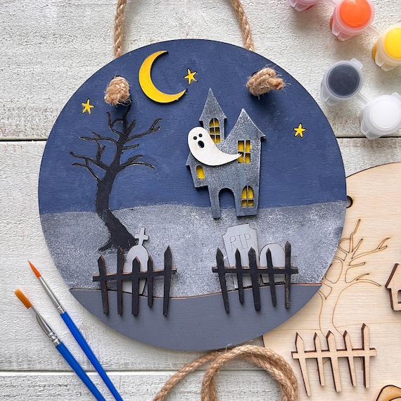 Haunted House & Graveyard Hanging Art - Paint Projects For Kids: Many…