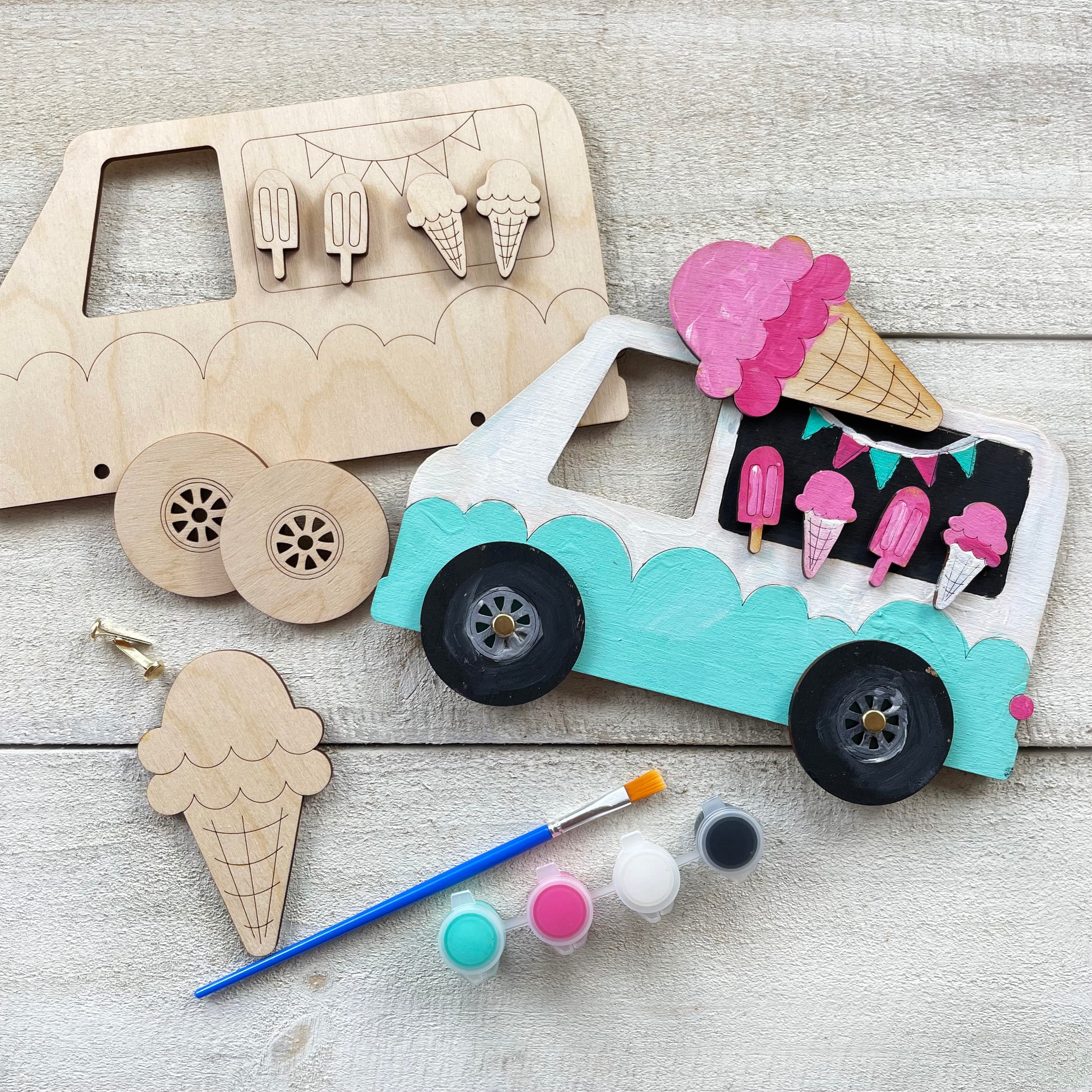 Kids Craft Kit Police Officer Boy Girl Police Car Wood Cutout Shapes DIY  Kids Craft Kids Coloring Kit Color With Markers Crayons 