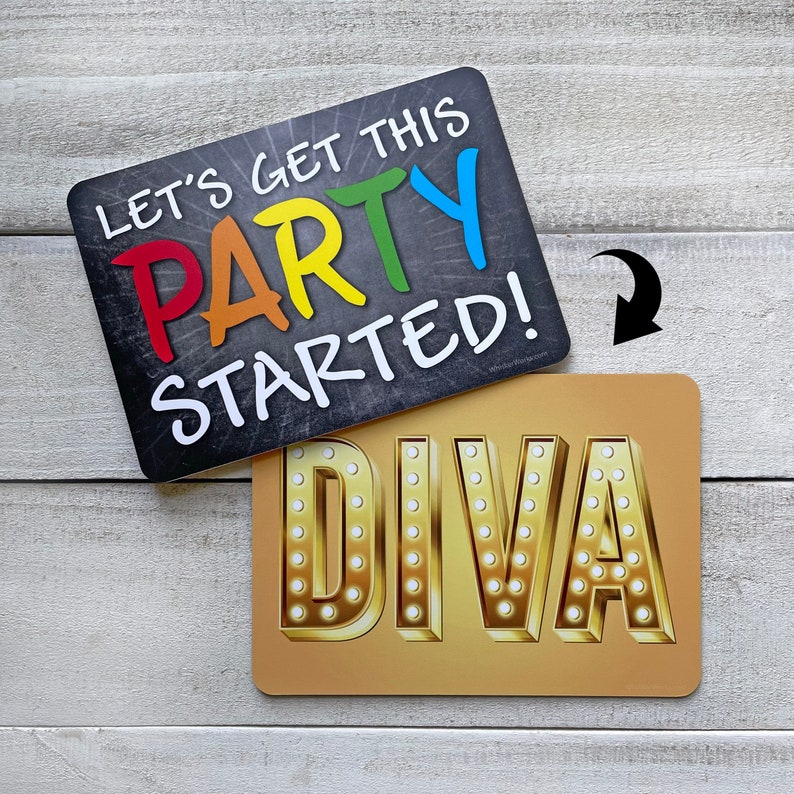 Party Mix Phrases pour photomaton en plastique Choisissez des enseignes individuelles ou l'ensemble complet de 5 enseignes colorées Party Started / DIVA