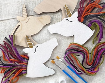 Rainbow Unicorns Kid Craft - Paint and Yarn Included - Pastel or Bright Colors