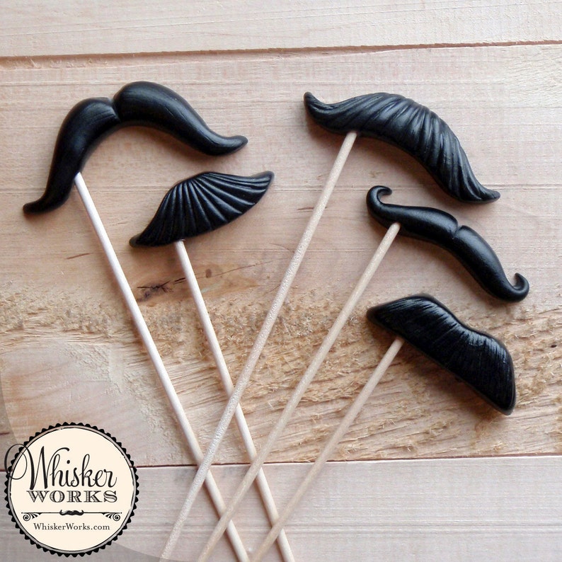 Plastic Mustache Props Quintessential Mix Set of 5 image 1