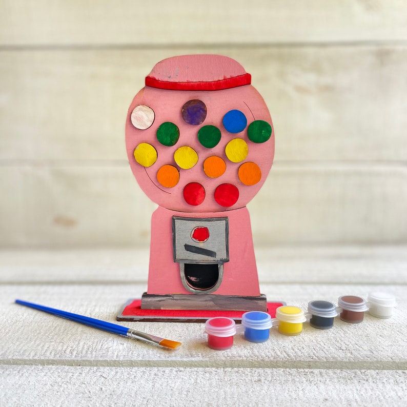 Colorful Gumball Machine Kid Craft Paint & Brush Included Made in America image 3