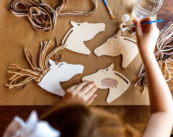 Horse and Pony Kid Craft - Paint and Yarn Included