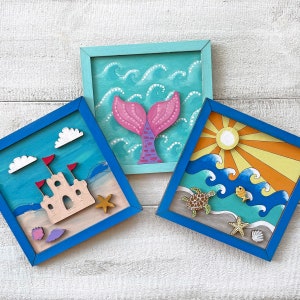 Summer & Beachy Art Framed Wood Painting Crafts Made in America image 1