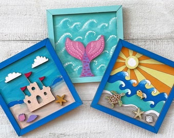 Summer & Beachy Art - Framed Wood Painting Crafts - Made in America