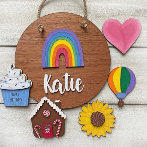 Personalized Name Sign with Swappable Icons Kids Room Decor Craft Kit image 5