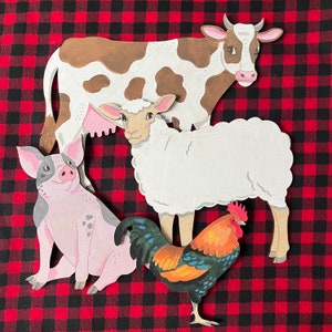 Farm Animals Collection - Pig, Rooster, Sheep, Cow - Supporting Galileo Farms in Florida