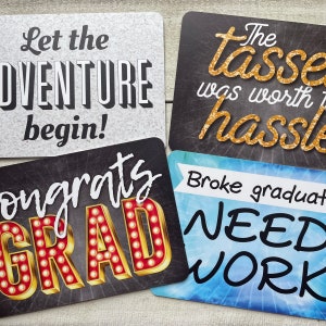 Graduation - Plastic Photo Booth Phrases - Set of 2 Photobooth Prop Signs