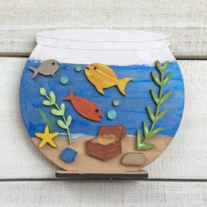 Fish Bowl Kid Craft - Lasercut Wood Aquarium ready to be painted - Made in America