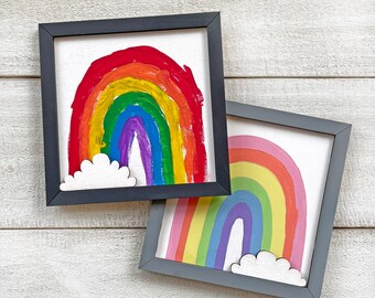 Rainbow - Framed Wood Painting Craft - Made in America