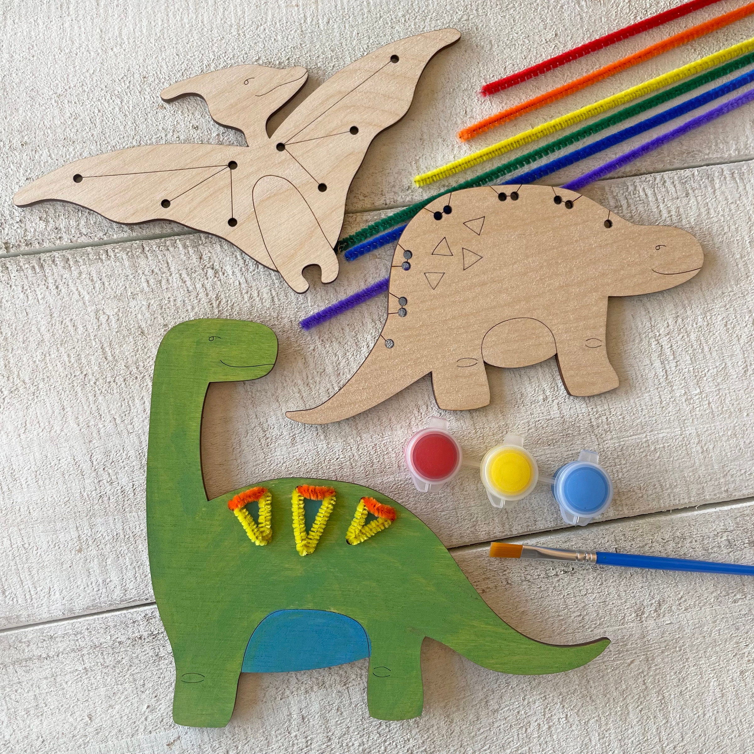 Kids Craft Kit: Dipped Dinosaur Wooden Cutouts -   Acrylic painting  for beginners, Acrylic pouring, Colorful paintings acrylic