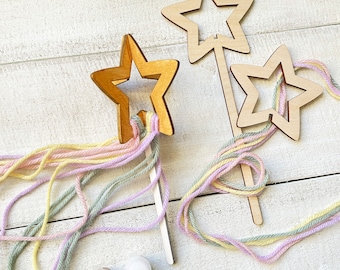 Magical Fairy Star Wands - Paint and Yarn Included - Princess Party Craft Kit