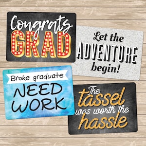 Graduation - Plastic Photo Booth Phrases - Set of 2 Photobooth Prop Signs