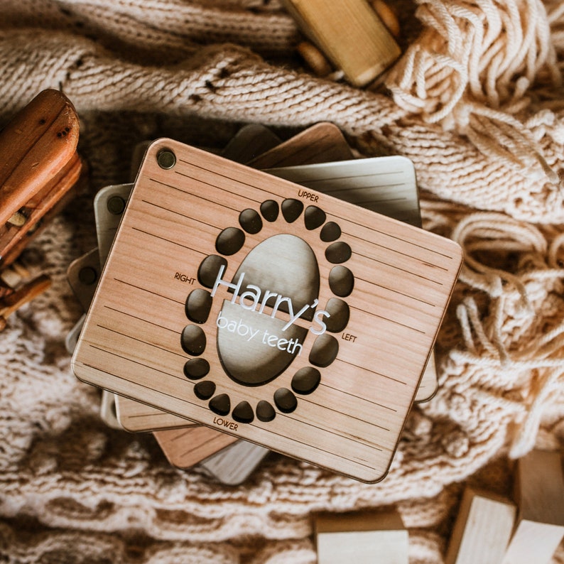 Personalized Wooden Baby Tooth Keepsake Box - Walnut, Cherry, Hickory, Mahogany - Handmade in America image 9