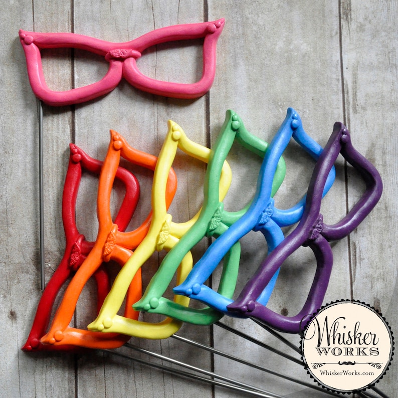 Retro Glasses on a Stick Plastic Photo Booth Prop Choose Etsy