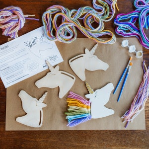 Rainbow Unicorns Kid Craft Paint and Yarn Included Pastel or Bright Colors image 4