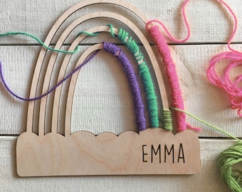 Large Personalized Rainbow Craft for Kids - Use Yarn or Ribbon - Made in America