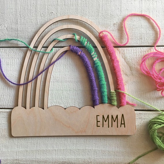 Large Personalized Rainbow Craft for Kids - Use Yarn or Ribbon - Made in America