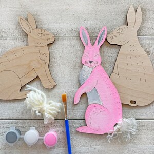 Bunny Craft Kit Paint, Brush & Yarn Included 3 Bunnies image 8