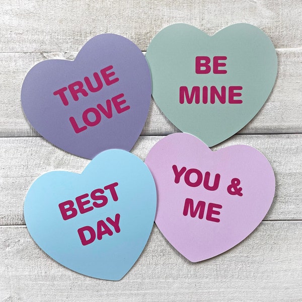 Plastic Photo Booth Signs - CONVERSATION HEARTS - Set of 2 colorful signs