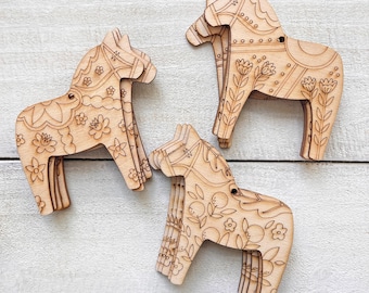 Swedish Dala Horse Craft Blanks - Wood Pieces Only - DIY Bulk Project Supply