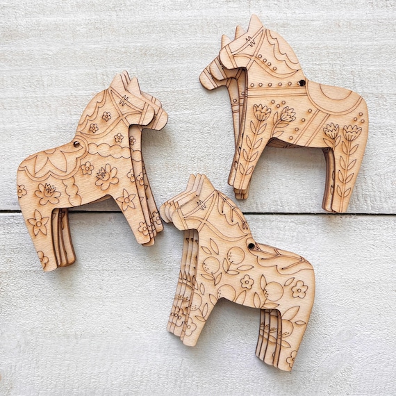 Swedish Dala Horse Craft Blanks - Wood Pieces Only - DIY Bulk Project Supply