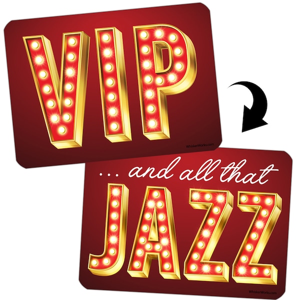 Plastic Photo Booth Phrases - VIP / Jazz - colorful plastic sign