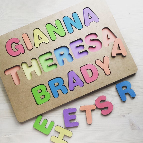 Personalized FULL NAME puzzles - Lasercut Wood - Hand painted - Made in America Il_570xn