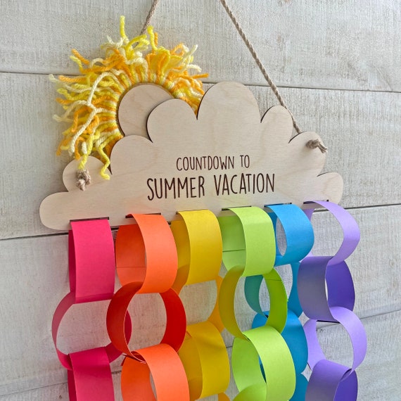 Countdown to Summer Bright or Pastel Rainbow Paper Chain Yarn Craft for  Kids & Adults 