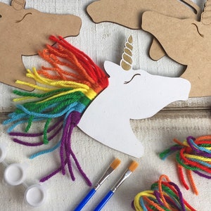 Rainbow Unicorns Kid Craft Paint and Yarn Included Pastel or Bright Colors image 9